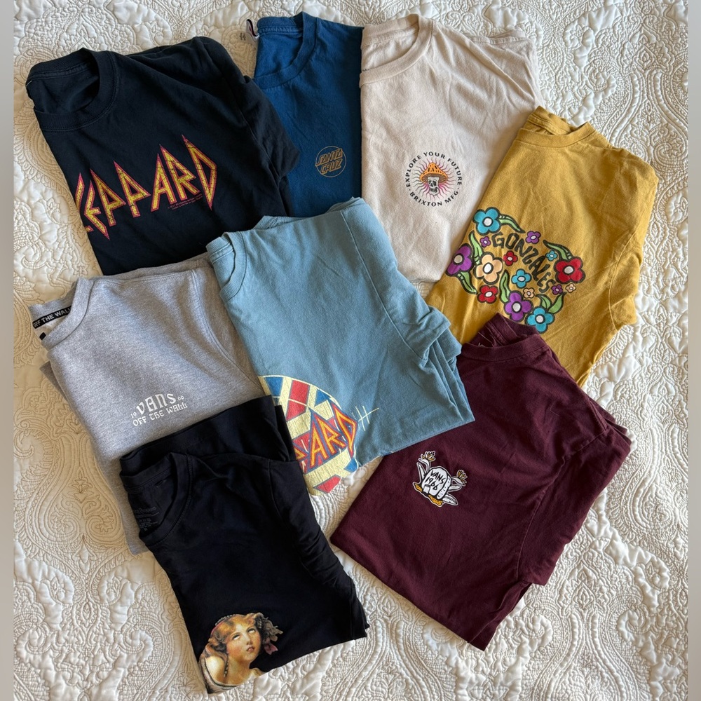 Men’s size Medium bundle 7 T-shirts & 1 sweatshirt Vans, etc